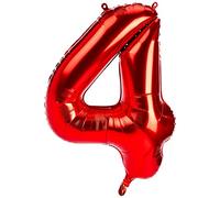 Red Number 4 Shaped Large Foil Balloon (86cm) 1 Piece - Perfect for Birthday Parties and Special Events
