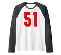 Red Number 51 Jersey Big #51 Uniform Favorite Player Raglan Baseball Tee