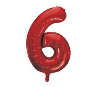 Red Number 6 Shaped Large Foil Balloon (86cm) 1 Piece - Perfect for Birthday Parties and Special Events