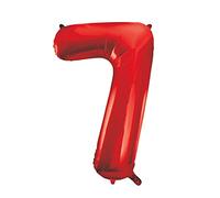 Unique Foil Balloon – Number 7 Shaped, Red, Large 86cm – 1 Piece
