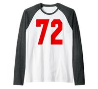 Red Number 72 Jersey Big #72 Uniform Favorite Player Raglan Baseball Tee