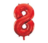 Red Number 8 Shaped Large Foil Balloon (86cm) 1 Piece - Perfect for Birthday Parties and Special Events