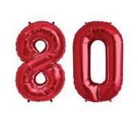 Red Number 80 - Large Helium Foil Balloon - Birthday Party Wedding Anniversary Decoration - 101cm