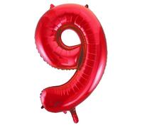 Red Number 9 Shaped Large Foil Balloon (86cm) 1 Piece - Perfect for Birthday Parties and Special Events
