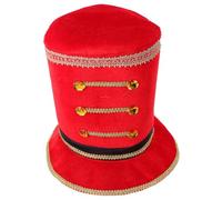 Red Nutcracker Hat Christmas Season Velvet Holiday Costume Accessory | Vintage Flair for Themed Parties and Performances, Versatile Photo Prop, Red Finish, Adult Festive Wear