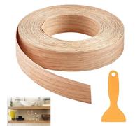 Red Oak Wood Iron-On Edging,Edging Strip,Edging Tape 15m,Wood Trim Pre-Glued Hot Melt Adhesive,Kitchen Worktop Edging Strip for Desk Wardrobe Cabinet Door Frame Furniture Restoration,and DIY Projects