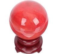 Red Obsidian Ball Smelting Quartz Crystal Gemstone with Stand for Feng Shui Divination Sphere Home Decoration Gift,12cm/4.7in