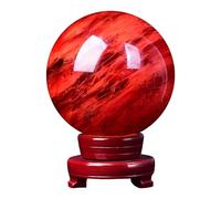 Red Obsidian Ball with Stand, Natural Crystal Ruby Ball Sphere Melting Quartz Crystal Gemstone for Meditation Healing Feng Shui Home Decoration,90mm=3.54inch
