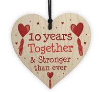 Red Ocean 10Th Anniversary Gift Wood Heart Perfect Gift For Husband And Wife Him Her Keepsake