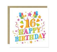 RED OCEAN 16th Birthday Card For Daughter Granddaughter Niece Best Friend Milestone 16th Birthday Card With Kraft Envelope Colourful 16th Birthday Card Girl 16th Birthday Card For Her