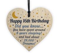 Red Ocean 16Th Birthday Card For Daughter Son Wooden Heart Novelty 16Th Gift Keepsake