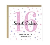 RED OCEAN 16th Birthday Card For Daughter, Sweet 16 Birthday Card, Friend 16th Birthday, 16th Birthday Gift For Daughter Sister Friends, Sixteenth Birthday Card 14.5x14.5cm Card With Envelope