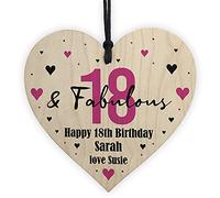 RED OCEAN 18 And Fabulous Gift Wood Heart Personalised 18th Birthday Gift For Daughter Sister