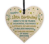 RED OCEAN 18th Birthday Gift For Daughter Son 18th Birthday Card Wooden Heart Keepsake Gift