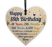 RED OCEAN 18th Birthday Gifts 18th Card Wood Heart Gift For Son Daughter Keepsake