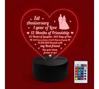 Red Ocean 1st 2nd 3rd 4th 5th 10th Wedding Anniversary, Gifts for Her Him, Gift For Couple, 3D Illusion Lamp Night Light Romantic Gifts for Wife Husband Anniversary (1st Anniversary Forever To Go)