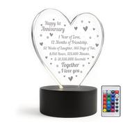 Red Ocean 1st Anniversary LED Plaque For Boyfriend Girlfriend- 1 Year Together- First Anniversary- Present For Women Men- 16 Colour Changing LED