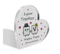 Red Ocean 1st Anniversary Plaque For Wife Husband Happy Paper Anniversary Romantic Acrylic Heart For Women Men Present Couple First Wedding