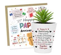 RED OCEAN 1st Anniversary Present Gift Set Plant Pot and Card First For Boyfriend Girlfriend 145x145mm Greetings Card For Him Her 1 Year Together