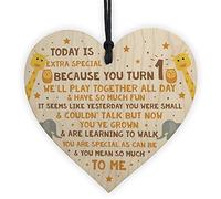 RED OCEAN 1st Birthday Gift For Daughter Son Wooden Heart 1st Birthday Accessories Girl Boy