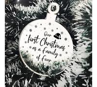 Red Ocean 1St Christmas As A Family Of Four Engraved Tree Decoration Babys 1St Xmas Gift