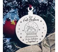 Red Ocean 1St Christmas In Our First Home Together Wood Bauble Hanging Tree Decoration