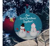Red Ocean 1St Christmas Together Bauble Wood Tree Decoration Couple Gift