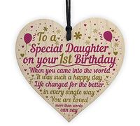 RED OCEAN 1st First Birthday Baby Girl Wooden Heart Plaque Gift For Daughter From Mummy Daddy First Birthday Decorations Keepsake