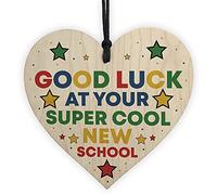 RED OCEAN 1st First Day at School Wood Heart Starting School Good Luck Quote Daughter Son Gift