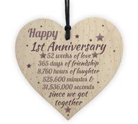 Red Ocean 1St Wedding Anniversary Gift Wooden Hanging Heart Engagement Keepsake Sign Gift For Her Wife
