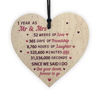 Red Ocean 1St Wedding Anniversary Gift Wooden Heart Mr And Mrs Wedding Anniversary Gift For Her