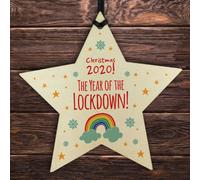 Red Ocean 2020 Lockdown Wooden Christmas Bauble Decoration Family Xmas