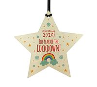 RED OCEAN 2020 Lockdown Wooden Christmas Bauble Decoration Family Xmas Tree Ornament