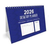 Red Ocean 2026 Desktop Calendar Blue Month-To-View Stand Alone Calendar Desk For Office Tabletop Freestanding Calender Flip