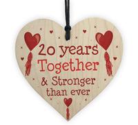 Red Ocean 20Th Anniversary Gift Wood Heart Perfect Gift For Husband And Wife Him Her Keepsake