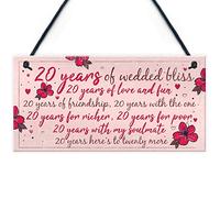 RED OCEAN 20th Wedding Anniversary Card Gift For Husband Wife Twenty Year For Her