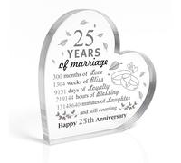 Red Ocean 25th Wedding Anniversary Plaque Silver Anniversary For Wife Husband Acrylic Plaque Couple For 25th Romantic Present Partner Keepsake