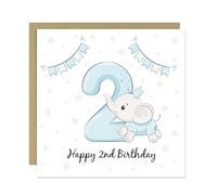 RED OCEAN 2nd Birthday Card For Boy, Son 2nd Birthday Card, Special Second Birthday Gift For Grandson, 2nd Birthday Card, 2nd Birthday Card, Elephant Card With Envelope