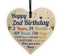 RED OCEAN 2nd Birthday Gift For Boys Wooden Heart 2nd Birthday Gift For Girls 2nd Birthday Decorations