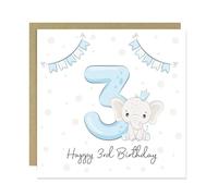 RED OCEAN 3rd Birthday Card For Boy, Son 3rd Birthday Card, Special Third Birthday Gift For Grandson, Third Birthday Card, Nephew 3rd Birthday Card, Elephant Card