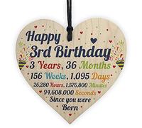 RED OCEAN 3rd Birthday Gift For Boys Wooden Heart 3rd Birthday Gift For Girls 3rd Birthday Decorations