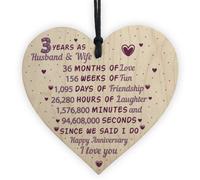 Red Ocean 3Rd Wedding Anniversary Gift Wooden Heart Leather Third Wedding Anniversary Gift