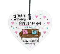 Red Ocean 3rd Wedding Anniversary Leather Anniversary For Husband Wife Couple Acrylic Hanging Heart For Her Him Romantic Present