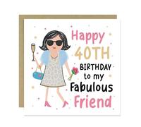 RED OCEAN 40th Birthday Card For Fabulous Friend Best Friend Card For 40th Birthday With Kraft Envelope Funny Her Novelty Women Girls