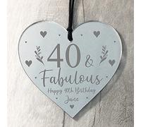 RED OCEAN 40th Birthday Gift For Mum Sister Auntie Nan Friend Engraved Heart Personalised Floral Gift