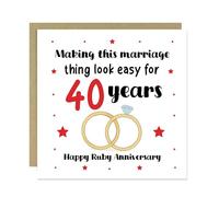 RED OCEAN 40th Wedding Anniversary Card For Husband Wife Couple Ruby Anniversary Card For Husband 40th Wife With Kraft Envelope Included