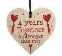Red Ocean 4Th Anniversary Gift Wood Heart Perfect Gift For Husband And Wife Him Her Keepsake