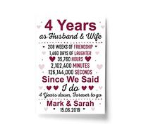 RED OCEAN 4th Anniversary Personalised First Wedding Anniversary Paper Gifts One Year Love Husband Wife Keepsake