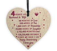 Red Ocean 4Th Wedding Anniversary Gift Wooden Heart Linen Fourth Wedding Anniversary Gift For Her