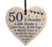 Red Ocean 50Th Birthday Christmas Gift For Dad Mum Gift For A Friend Handmade Hanging Wooden Heart Plaque